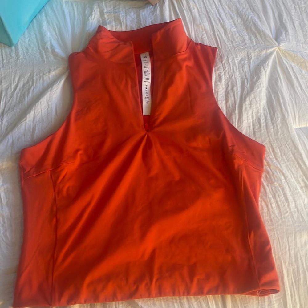 Lululemon Tight-Fit Lined Half-Zip Tank Top in solar orange. Size M, never worn